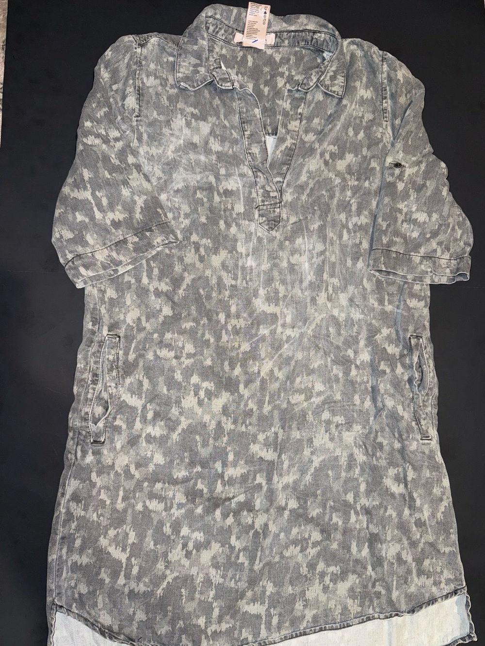 Philosophy Gray Patterned V-Neck Pullover Tunic